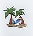 Blue Palm Tree and Hammock Iron On Embroidered Applique Patch