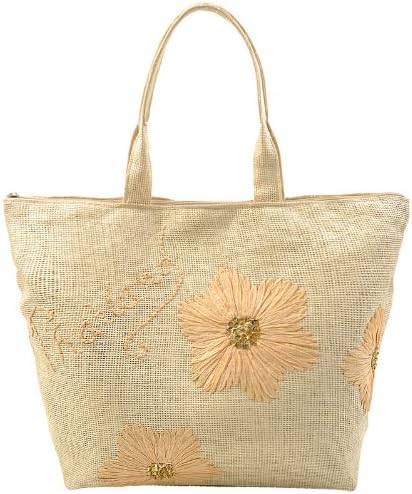 Ilishop Women's Beige Ilishop Brand New Style Stripes Straw Knit Shoulder Bag