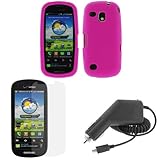 GTMax Rapid Car Charger + Hot Pink Silicone Skin Soft Cover Case + LCD Scre ....