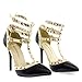Wild Diva Women's Adora 126 Pointy Toe Lace Up Ankle Tie Studded High Heel