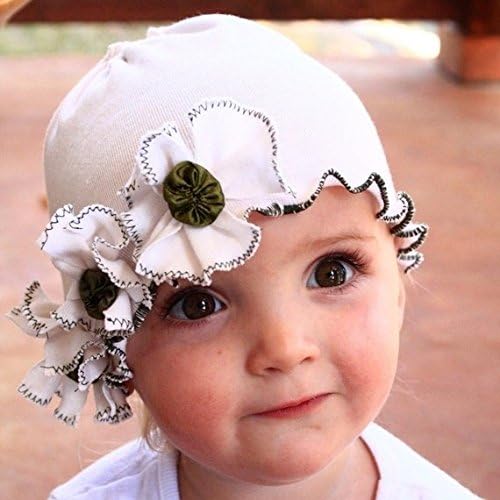 Baby White Flowers Hat Infant Cap Newborn Cotton