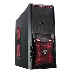 CiT Vantage Type-R Gaming Case with HD Audio, 4 Fans, Card Reader and No PSU - Black