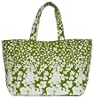 Cotton Canvas Kiwi Green and White Pool Bag with Cloth Handles 15"L x 12.5"H