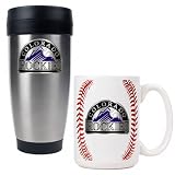 Colorado Rockies Primary Logo Stainless Steel Travel Tumbler and Gameball Ceramic Mug Set