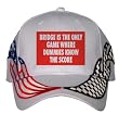 BRIDGE IS THE ONLY GAME WHERE DUMMIES KNOW THE SCORE USA Flag / Checker Racing Hat / Baseball Cap