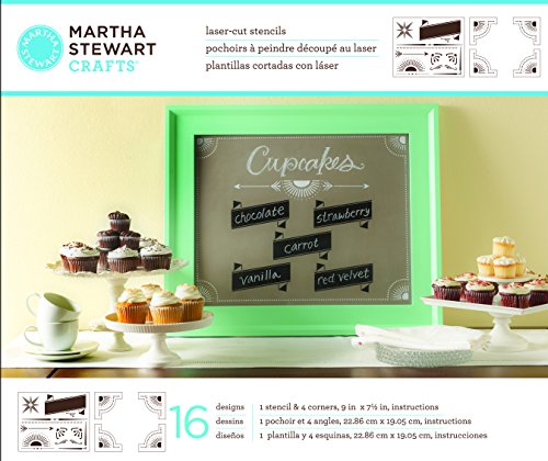 Martha Stewart Crafts 33546 Banners and Corners Chalkboard Stencils Sheets, 9 by 7-1/2-Inch, Set of 2