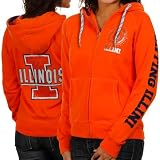 NCAA Illinois Fighting Illini Ladies Orange Glitz & Glamour Full Zip Hoodie Sweatshirt