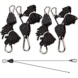 2 Pair of 1/8" Heavy Duty Adjustable Nylon Rope Clip Ratchet YOYO Hanger for LED Grow Light with Improved Internal Gears