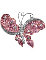 Studio 925 Madame Pink Cubic Zirconia Pave Sterling Silver Butterfly Pin