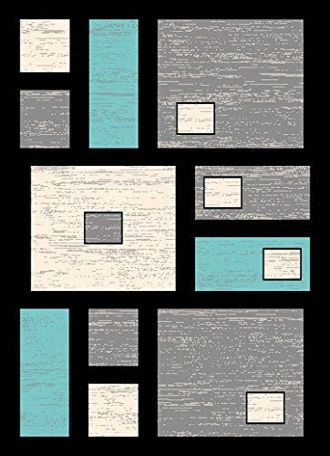 Vegas 2432 5x7 Area Rug Carpet Contemporary Modern Abstract (Turquoise)