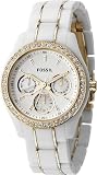 Fossil #ES2363 Women's Two Tone Crystal Accented 3 Dial Watch