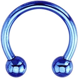 14 Gauge Blue Electro Titanium Horseshoe -7/16"
