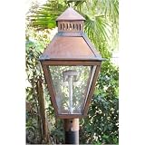 Gas Light America 420CSU Baltimore Copper Natural Gas Light With Dual Mantle Burner And Solid Top On Post Mount