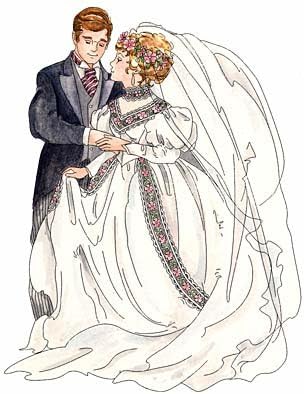 Bride and Groom Wood Mounted Rubber Stamp