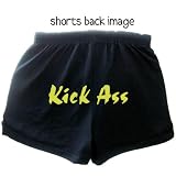 Flirty Diva Tees Woman's Fitness Workout Short Shorts-Kick Ass-Black/Yellow