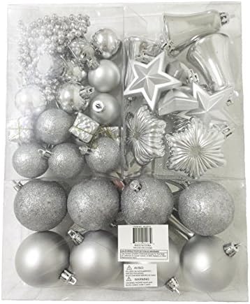 40PC Silver Christmas Ornament Set