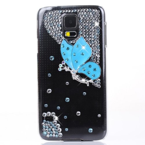EVTECH(TM) 3D Rhinestones Series Bling Handmade Crystal Rhinestone Heart Diamond Bling Cover Clear Transparent Faceplate Case for Samsung Galaxy S5 I9600 Samsung Galaxy S5/ GS 5 AT&T G900A/ Sprint G900P/ Verizon G900V/ T-mobile G900T (100% Handcrafted) (p ? ? ?