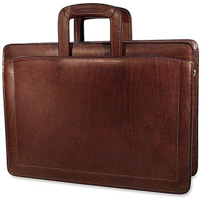 Belting Triple Gusset Zip Top Briefcase Color: Brown