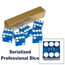 19mm A Grade Serialized Set of Casino Dice-Blue (fls)