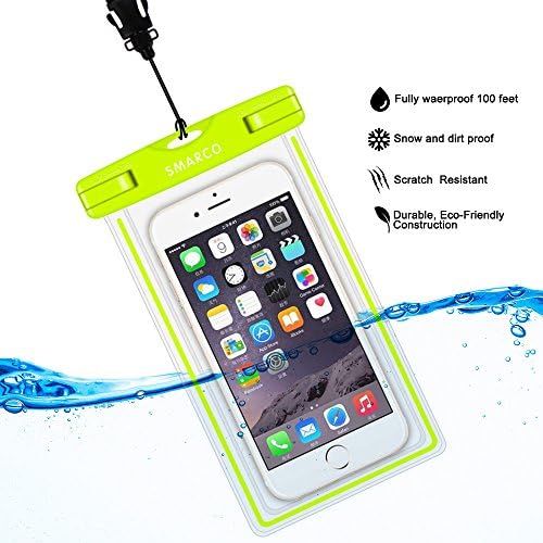 SMARCO Universal Night Fluorescence Waterproof Baf For iPhone6/6 Plus, Samsung Galaxy, Protect Your Smart Phone From Water, Sand, Dust, Dirt-IPX8 Certified To 100 Feet (Green)