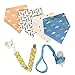 ilovebaby Baby Gift Set with 4 Unisex Bandana Made of Absorbent Cotton Cute Baby Accessories Baby Bibs ，Drool Bibs with 1 Pacifier Clip & 1 Bottle Strap Baby Bibs ，Drool Bibs
