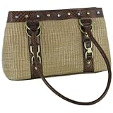 Tan Woven Purse W/Brown Croc