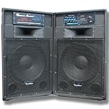Pair of 15″ Powered DJ/PA Speakers – iPod Hook Up – Karaoke – Equalizer – Microphones – One passive/One Active – Home
