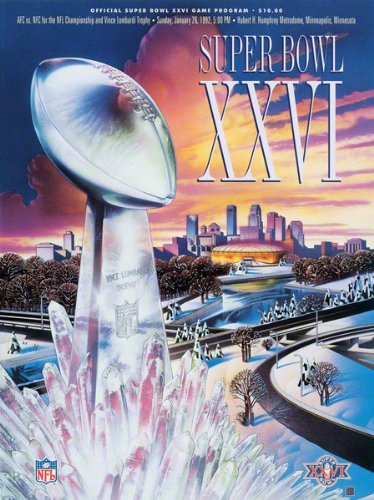 Canvas 22 x 30 Super Bowl XXVI Program Print | Details: 1992, Redskins vs Bills
