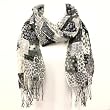 Patch Animal Print Summer Light Scarf Shawl Wrap Black