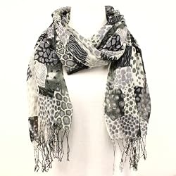Patch Animal Print Summer Light Scarf Shawl Wrap Black