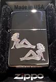 Zippo Custom Lighter - Sexy Double MUD Flap Trucker Babe Logo Hi Polish Silver Chrome Rare!