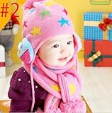 選べる7色 ニット帽子とマフラー セット耳まであったかキャップ ベビー キッズ 子供用 ニットキャップかわいい 赤ちゃんニット帽誕生日 出産祝い 記念写真の衣装にベビー 防寒帽子 (＃2)