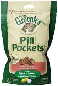 Greenies Salmon Pill Pockets for Cats 45 count/9.6 oz (pack of 6)