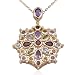 18k Yellow Gold Overlay Sterling Silver Multi-Gemstone Flower Pendant, 18
