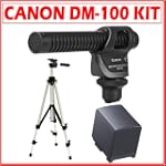 Canon DM-100 Directional Stereo Microphone for Canon Camcorder + Extra Camcorder Battery + Tripod Kit