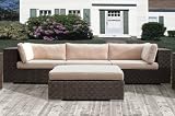 3pc Alanna Outdoor Patio Sofa Sectional Seating Set w/ Sunbrella Cushions By Azzurro Living