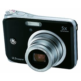 GE A1250-BK 12MP Digital Camera with 5X Optical Zoom and 2.5 Inch LCD  with Auto Brightness - Black