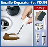 Produkt-Bild: WENKO Profi Emaille Reparatur-Set 7-tlg. - weiss alpin - zum Ausbessern von Waschbecken, Dusche, Badewanne, Sp&uuml;le oder Herd