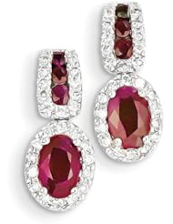 14k White Gold Diamond & Ruby Earrings
