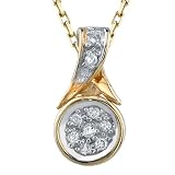 0.07cttw Invisible rounds on center & pave round diamonds on bail set in 14K yellow gold