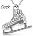 Glamour Girl Gifts Collection Silver Tone 3D Ice Skate Figure Skater Crystal Reversible Charm Necklace Winter Christmas Jewelry Gift (Clear)