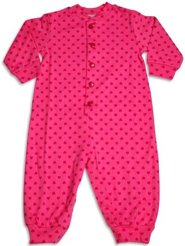 New Potatoes - Baby Girls Long Sleeve Heart Coverall, Pink 30949-24Months