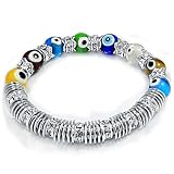 Multi-color Evil Eye Glass Beads Bracelet with Rhinestone Spacers [Jewelry]