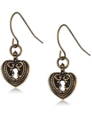 NINE WEST VINTAGE AMERICA "Found Objects" Brass Mini Heart Drop Earrings