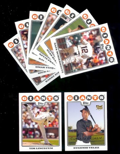 2008 Topps San Francisco Giants Series 1 Team Set of 9 cards including Tim Lincecum, Omar Vizquel and more !