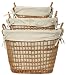 Willow Oval Waste Baskets With Cotton Liners Set / 3, Large=16 1/2L x 11 3/4"H x 12 1/2"W