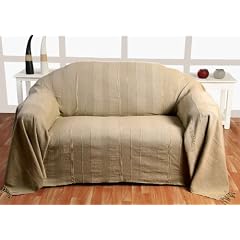 Homescapes TAGESDECKE "Rajput" (360x260cm) in RIPP-OPTIK, 100% PURE BAUMWOLLE, SOFA�BERWURF, pflegeleicht, waschbar, beige