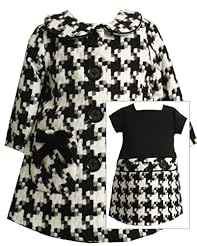 Girls Houndstooth Print Acrylic Mini Dress 