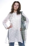 White Round Neck Long Sleeved Embellished Stripes Cotton Tunic And Stole (Petite, Tall & Misses Sizes XS-3X)