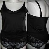 Delta Burke Lace and Microfiber Cami Set in Plus Sizes 3x Black